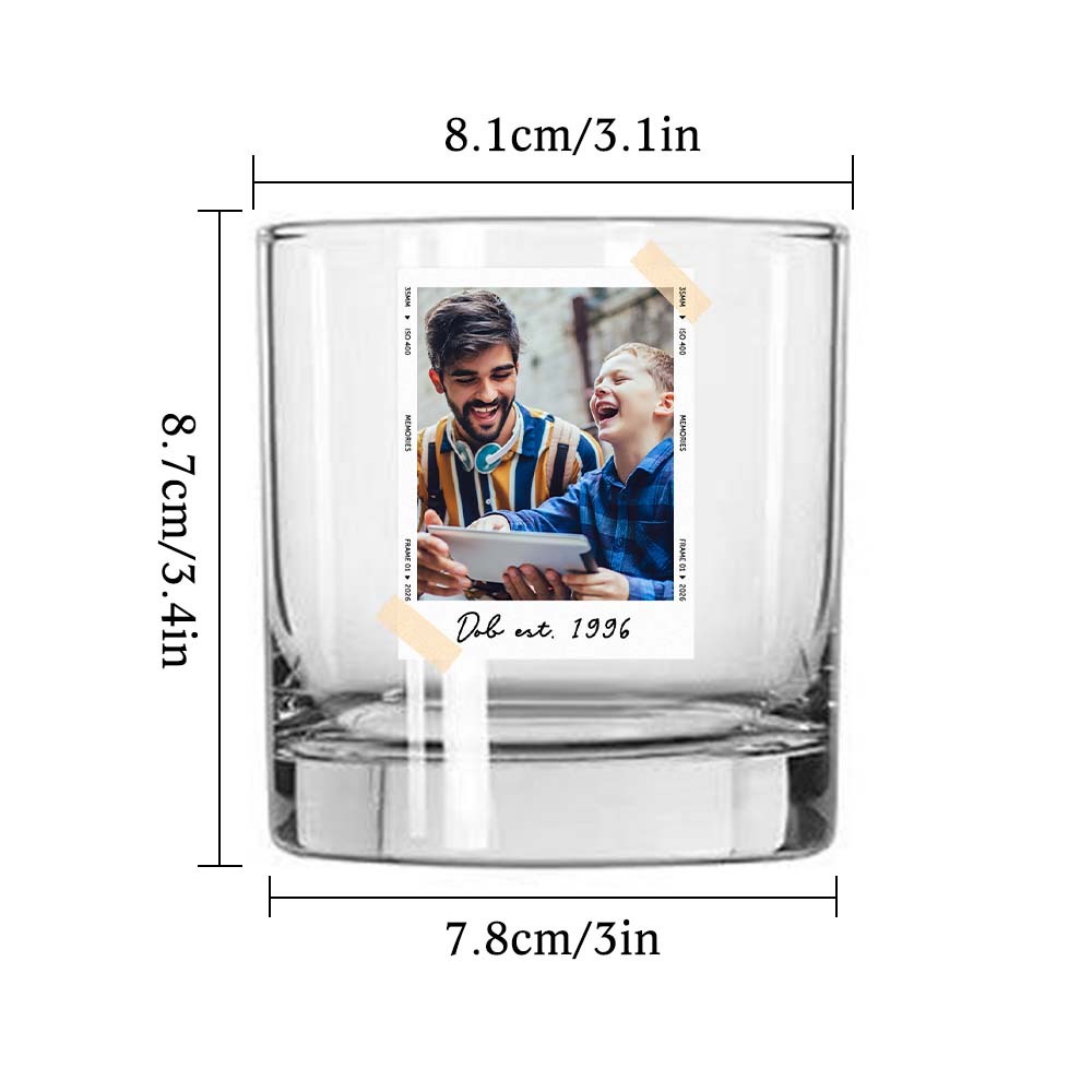 Dad Gifts, Gifts For Dad, Custom Photo Dad Est Whiskey Glass, Grandpa Gift, Dad Glass, Gifts For Him, Portrait Photo Grandpa Glass, New Dad - MyFaceSocksAU