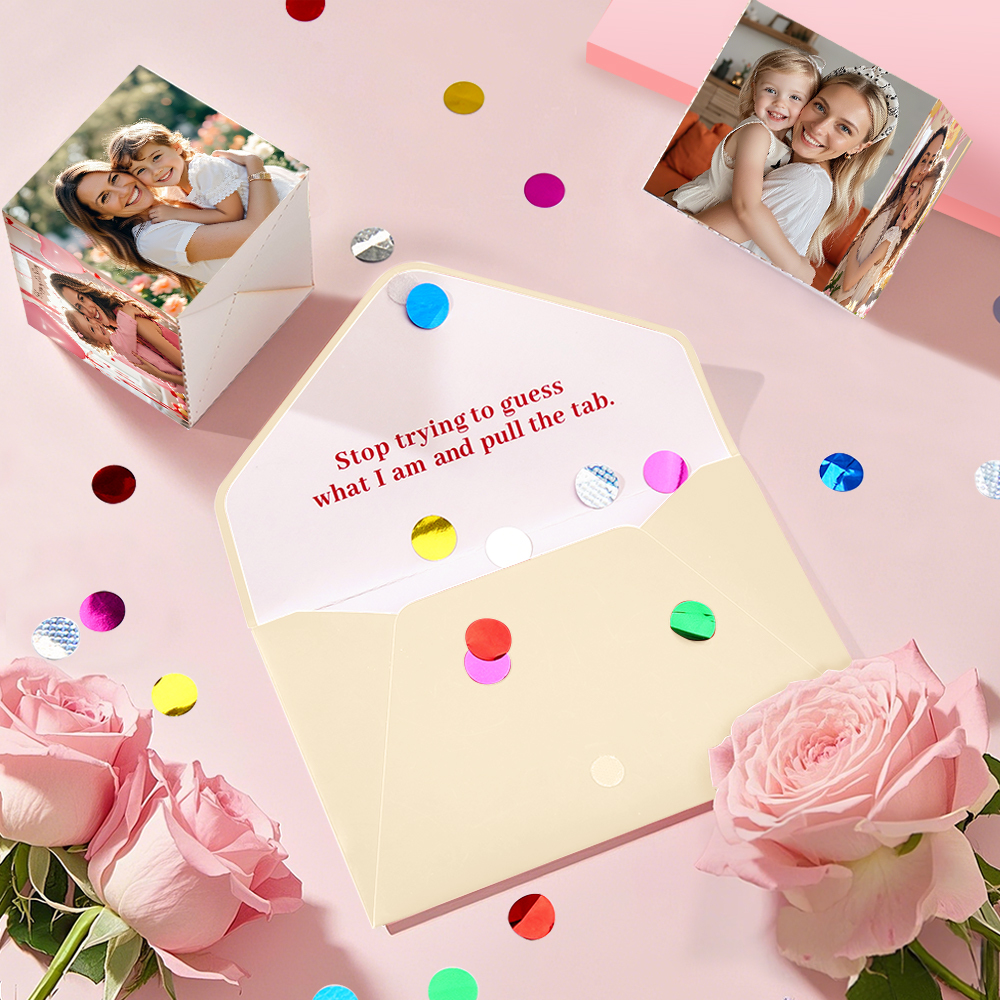 Personalized Surprise Confetti Card Fathers Day  Exploding Box Card Custom Photo 3D Pop-Up Greeting Card - MyFaceSocksAU