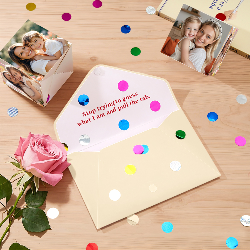 Personalized Surprise Confetti Card Fathers Day  Exploding Box Card Custom Photo 3D Pop-Up Greeting Card - MyFaceSocksAU