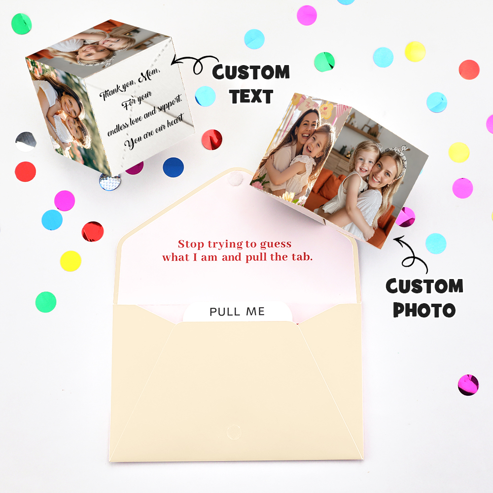 Personalized Surprise Confetti Card Fathers Day  Exploding Box Card Custom Photo 3D Pop-Up Greeting Card - MyFaceSocksAU