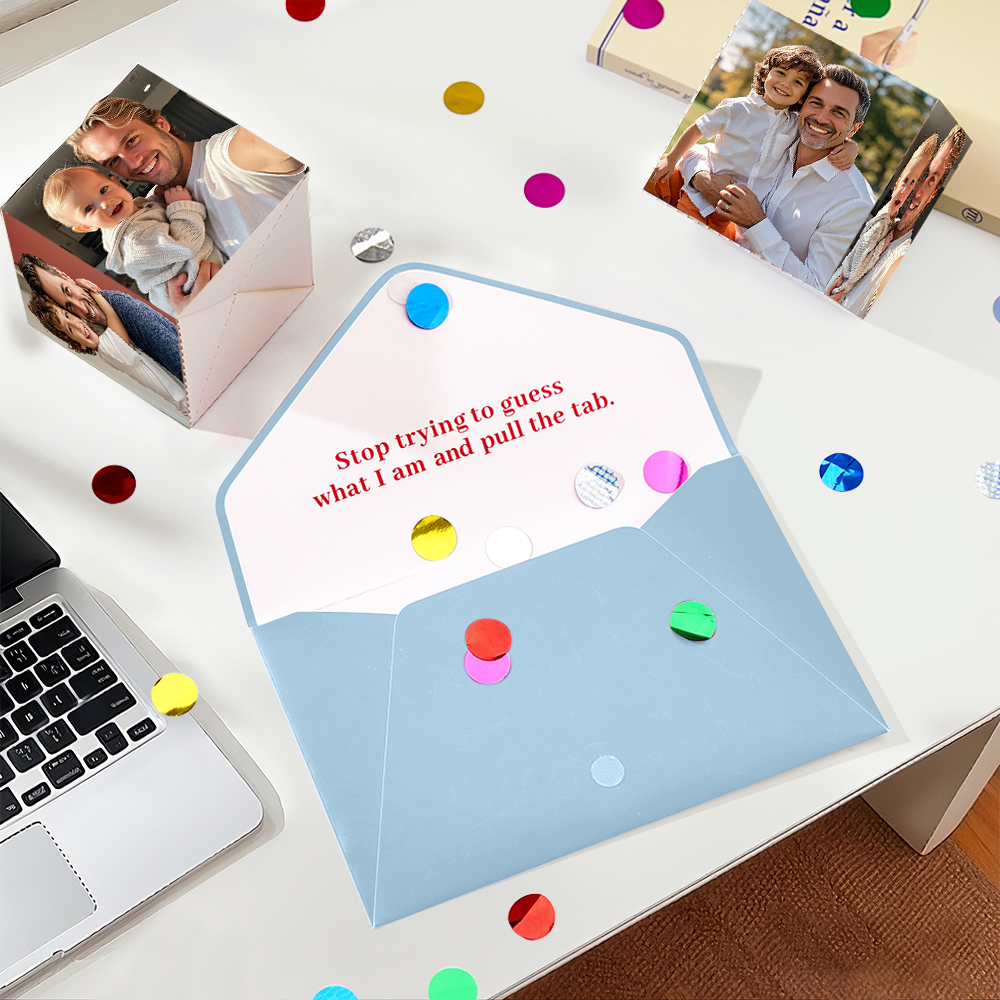 Personalized Surprise Confetti Card Fathers Day  Exploding Box Card Custom Photo 3D Pop-Up Greeting Card - MyFaceSocksAU