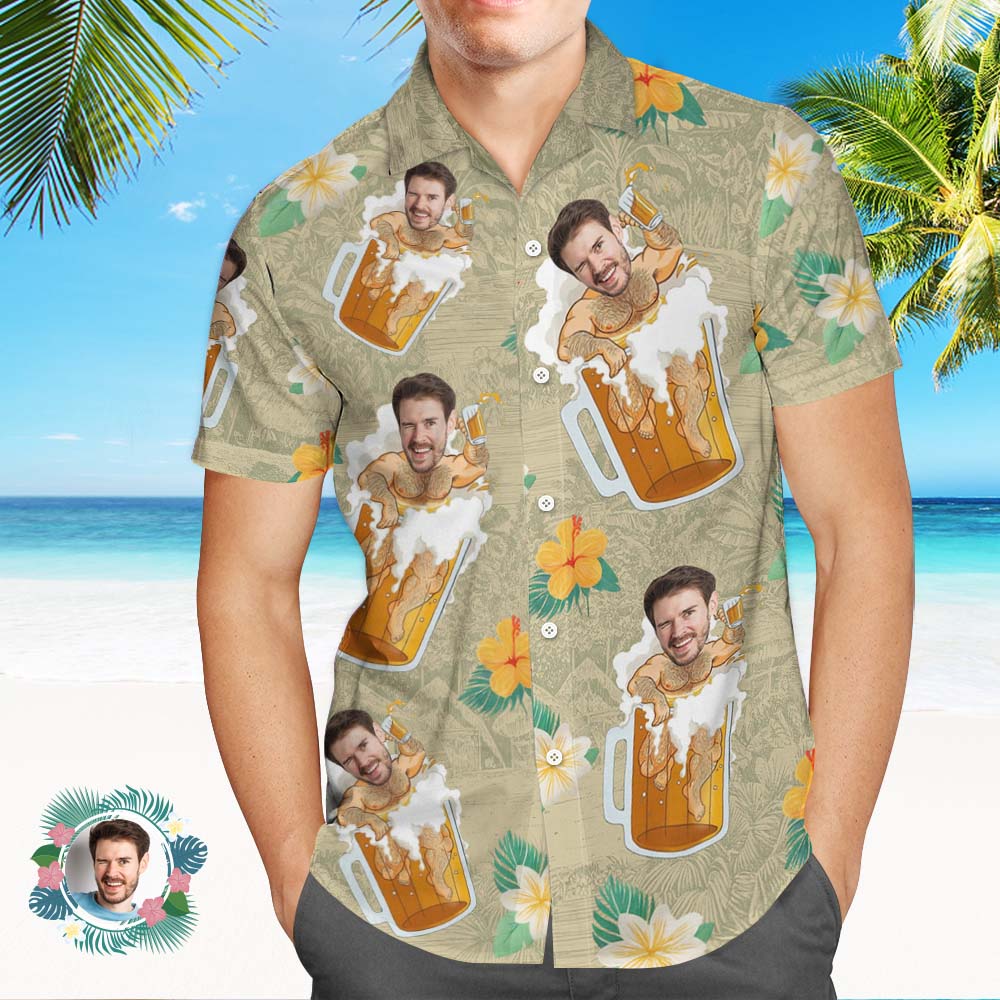 Custom Face Hawaiian Shirt Beer Hawaiian Shirt Tropical Style Shirt