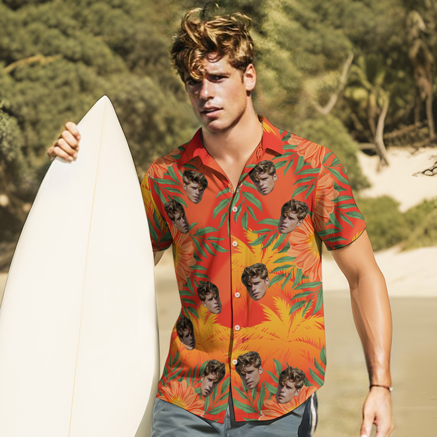 Custom Original Hawaiian Aloha Shirts Face Hawaiian Shirts Coconut Tree Shirts Summer Day Group Gift - MyFaceSocksAU
