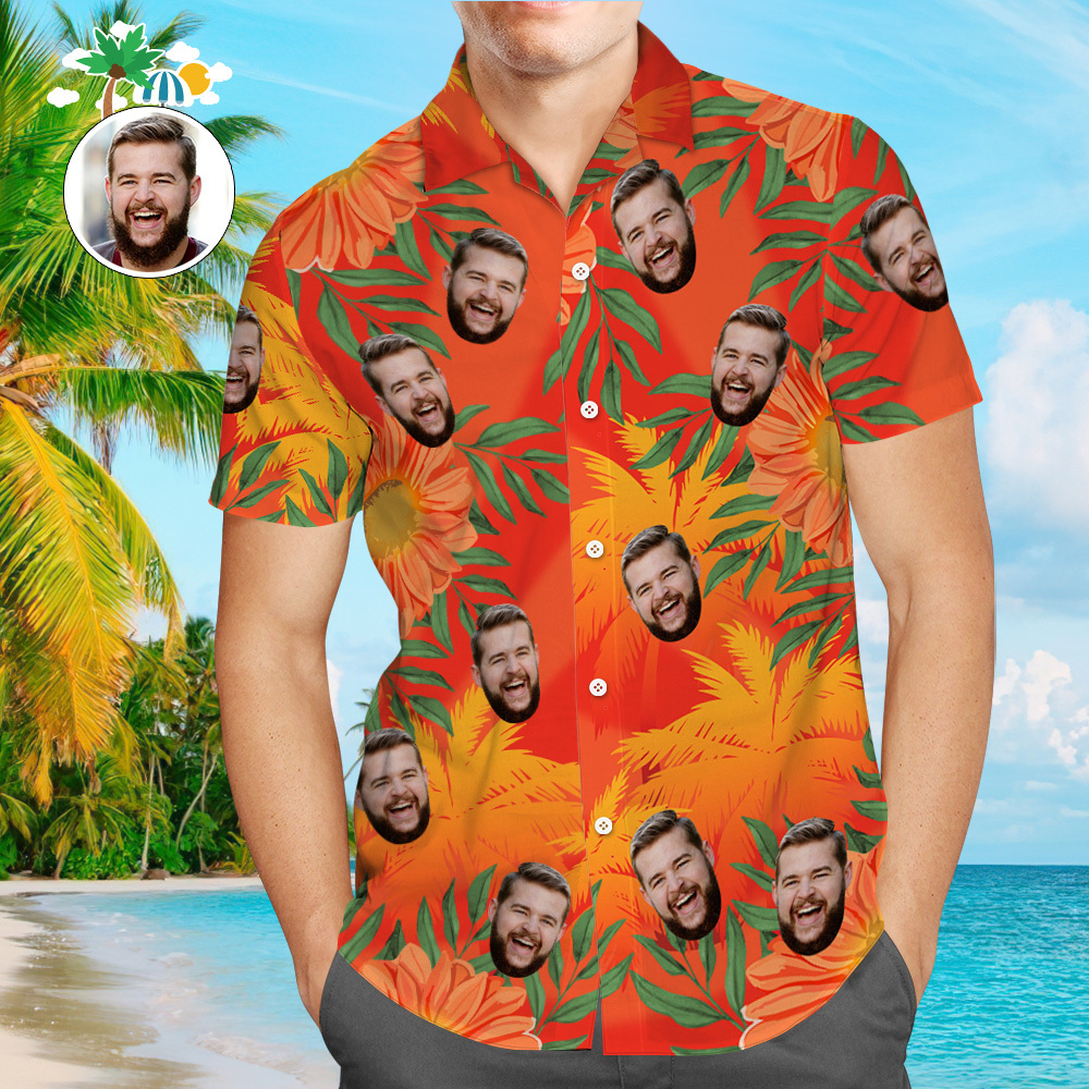 Custom Original Hawaiian Aloha Shirts Face Hawaiian Shirts Coconut Tree Shirts Summer Day Group Gift - MyFaceSocksAU