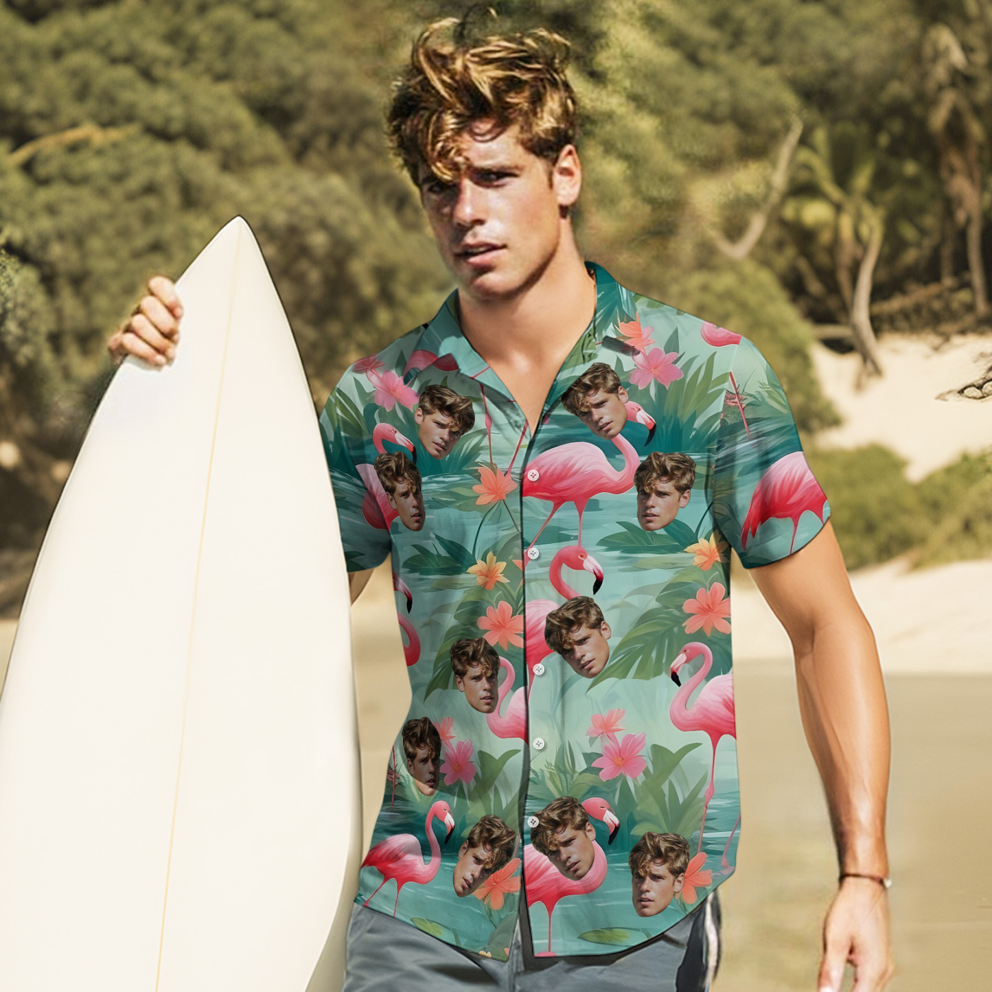 Custom Original Hawaiian Aloha Shirts Face Hawaiian Shirts Coconut Tree Shirts Summer Day Group Gift - MyFaceSocksAU