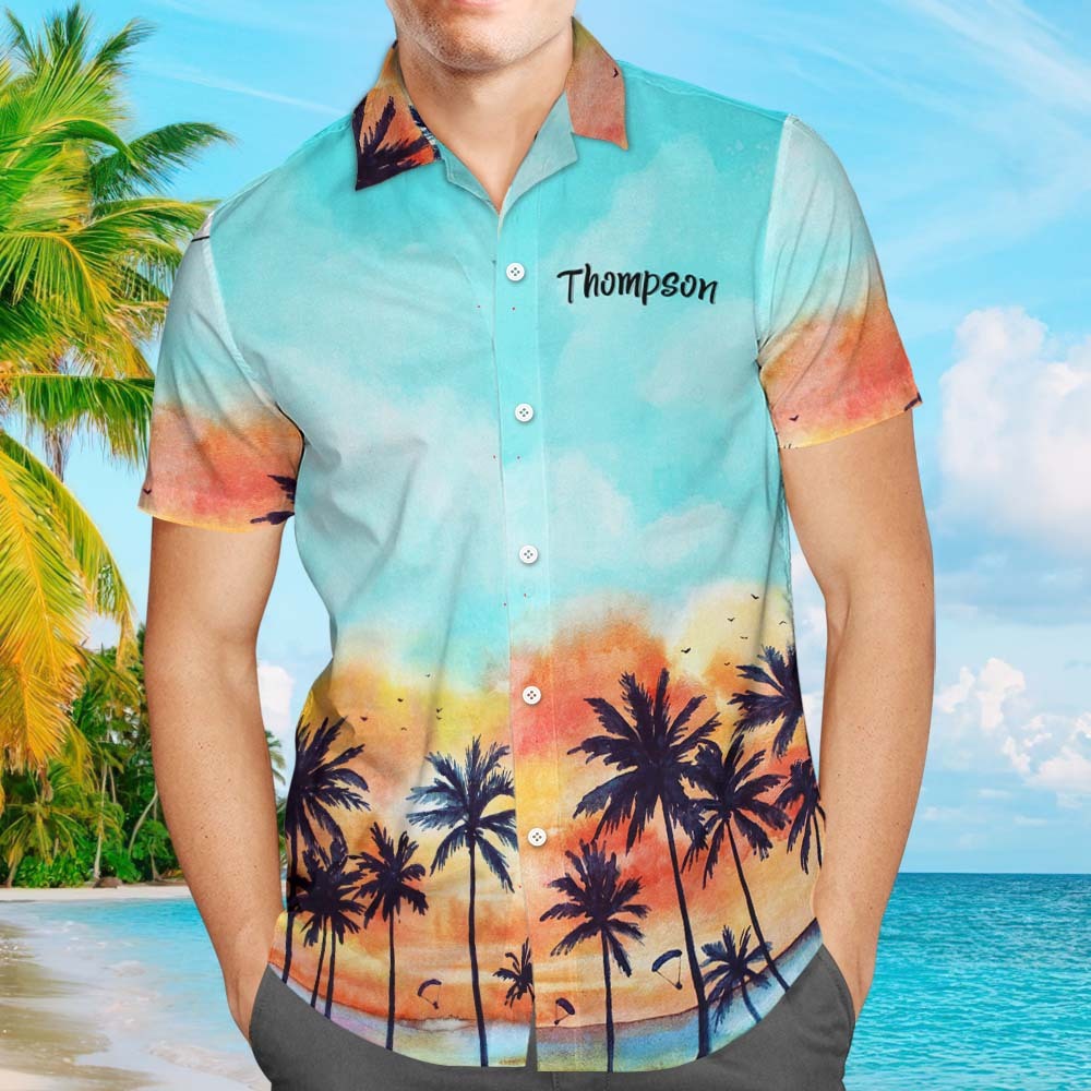 Custom Photo Family Vacation Hawaiian Shirt Name and Photo Hawaiian Shirt-MyFaceSocksAu