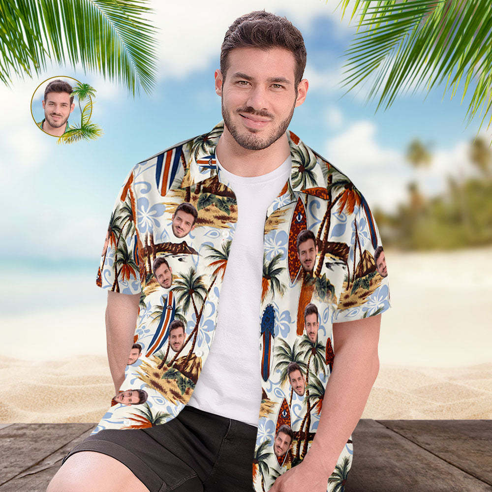Custom Face Hawaiian Shirt Retro Style Hawaii Shirt For Men - MyFaceSocksAU