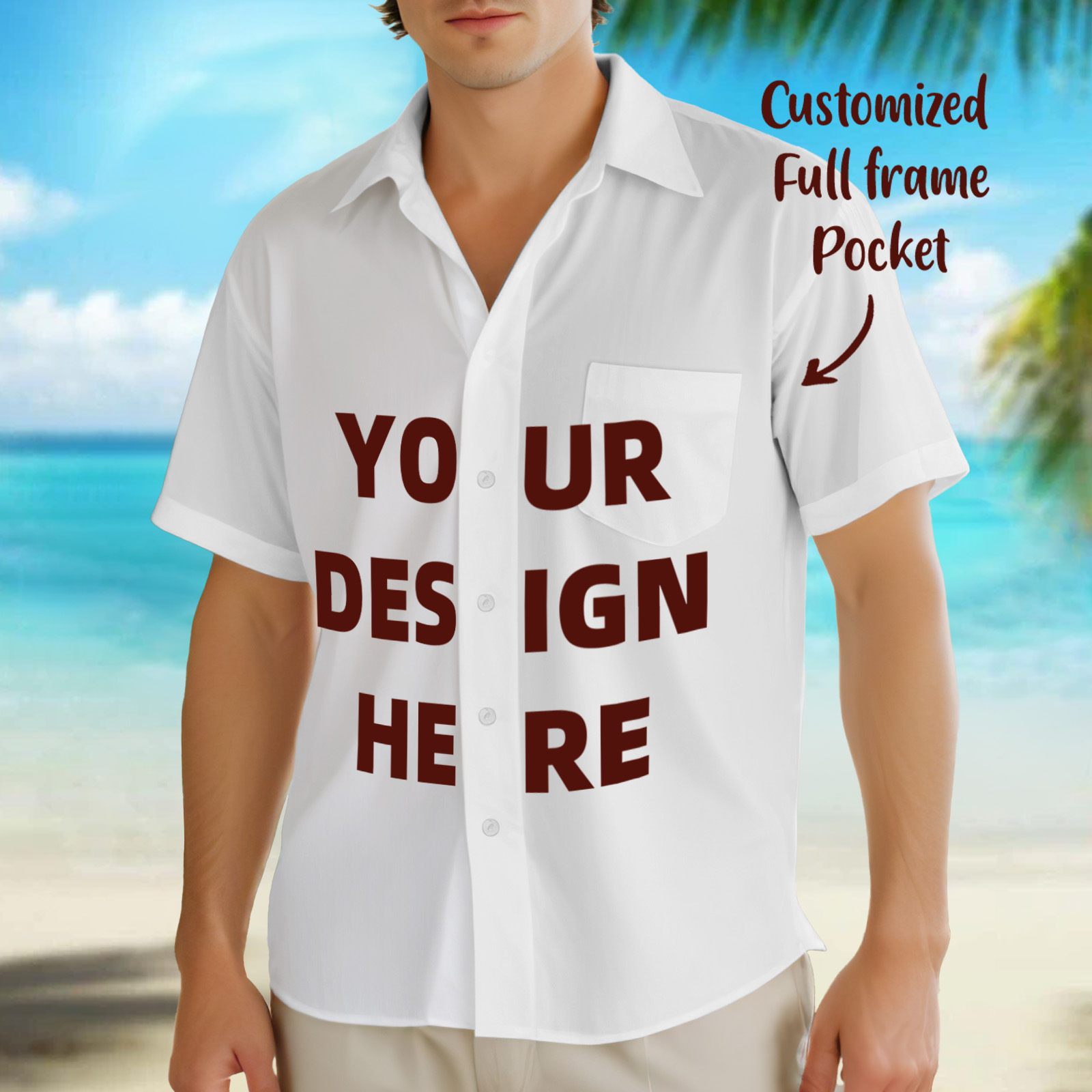 Custom Hawaiian Shirt With Face Personalized Tropical Summer Aloha Shirt With Pocket Gift For Lovers