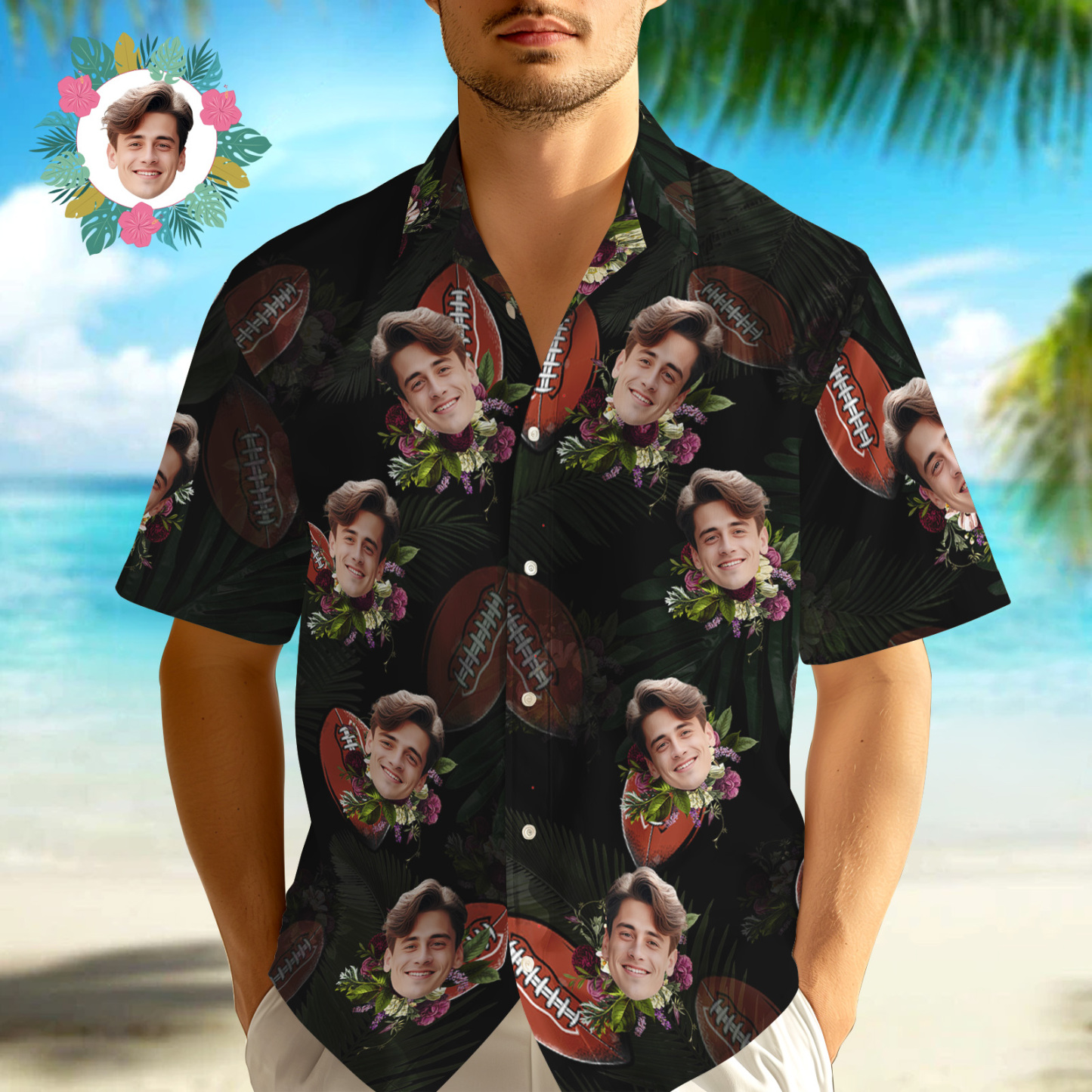 Custom Tropical Men Hawaiian Shirts Vintage Element Face Hawaiian Shirt For Men Aloha Shirt Gift - MyFaceSocksAU