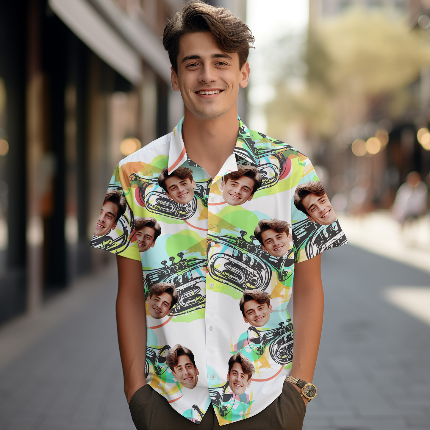 Custom Men Hawaiian Shirts Vintage Element Car Face Hawaiian Shirt For Men Aloha Shirt Gift - MyFaceSocksAU