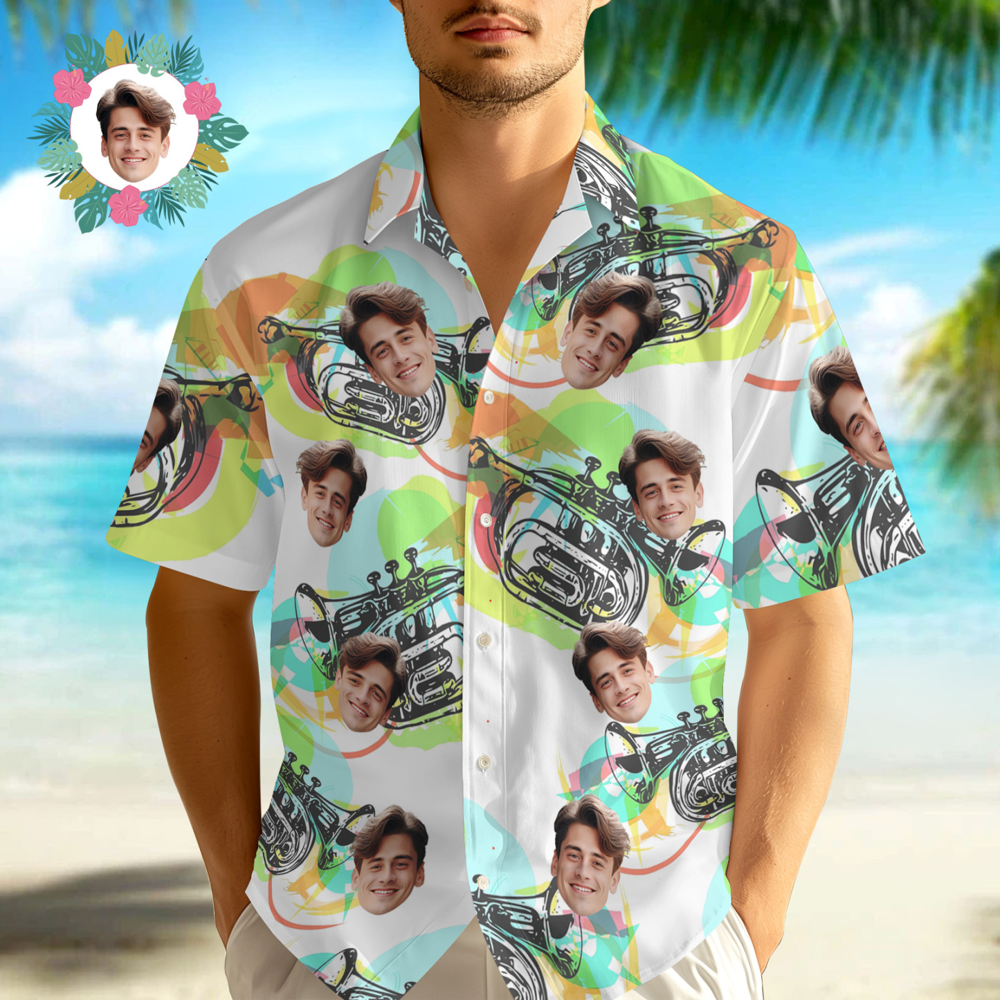 Custom Men Hawaiian Shirts Vintage Element Car Face Hawaiian Shirt For Men Aloha Shirt Gift - MyFaceSocksAU