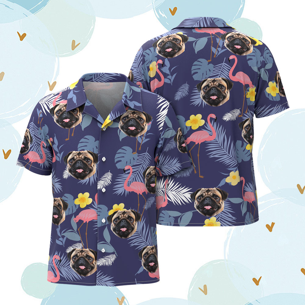 Custom Men Hawaiian Shirts Pet Face Tropical Hawaiian Shirt Gift for Pet Lover - MyFaceSocksAU