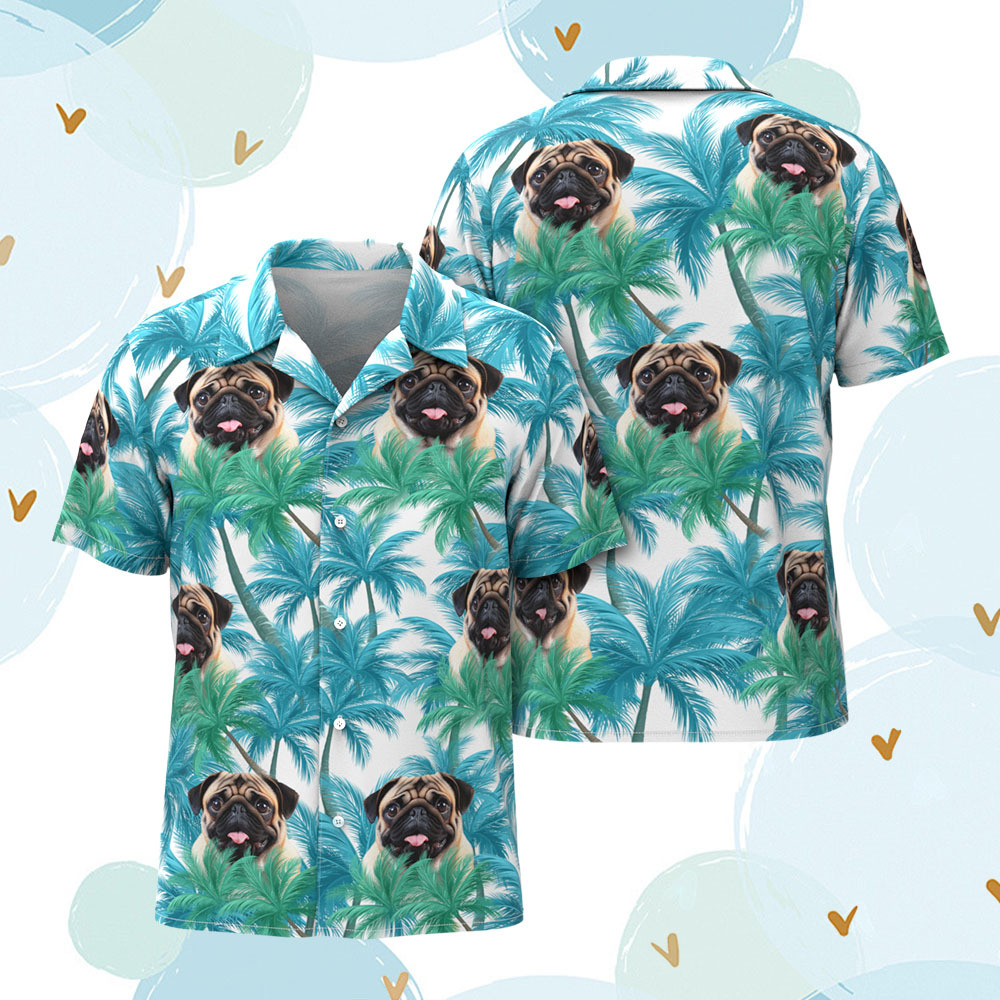 Custom Men Hawaiian Shirts Pet Face Flower Hawaiian Shirt Gift for Pet Lover - MyFaceSocksAU