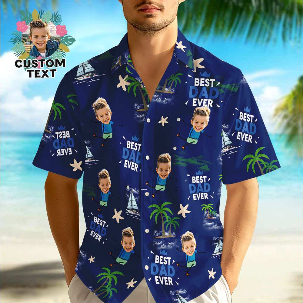 Personalized Face Hawaiian Shirt Best Dad Ever Hawaiian Shirt Men Face Hawaiian Shirt Father's Day Gift - MyFaceSocksAU