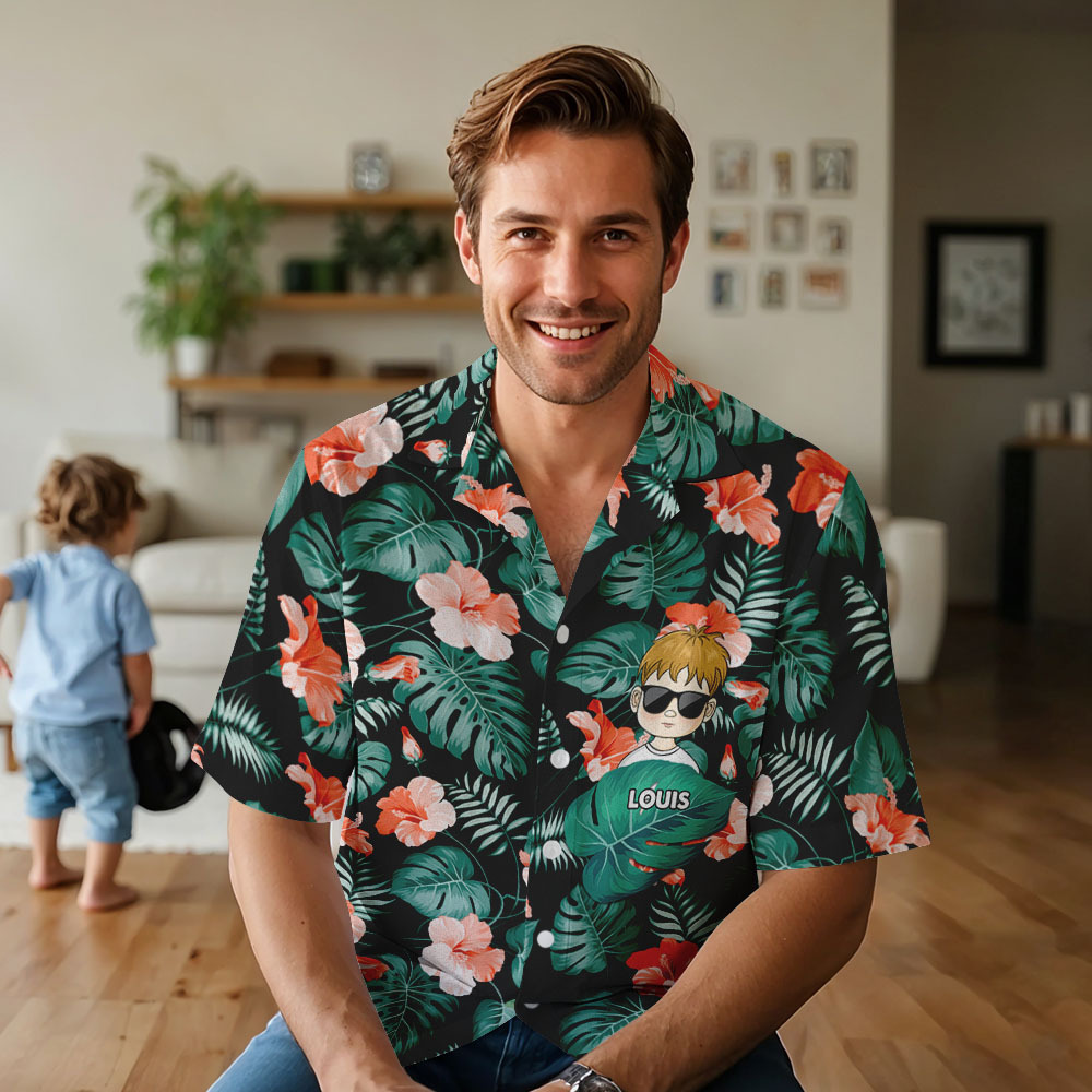 Custom Cartoon Hawaiian Shirt Best Dad Papa Ever Birthday Loving Gift For Father Grandpa Grandfather Custom Name Hawaiian Shirt - MyFaceSocksAU