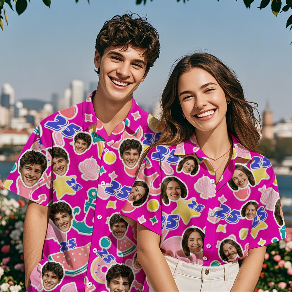 Custom Birthday Face Hawaiian Shirt Photo And Age Hawaiian Shirt Gift Funny Party Shirts - MyFaceSocksAU