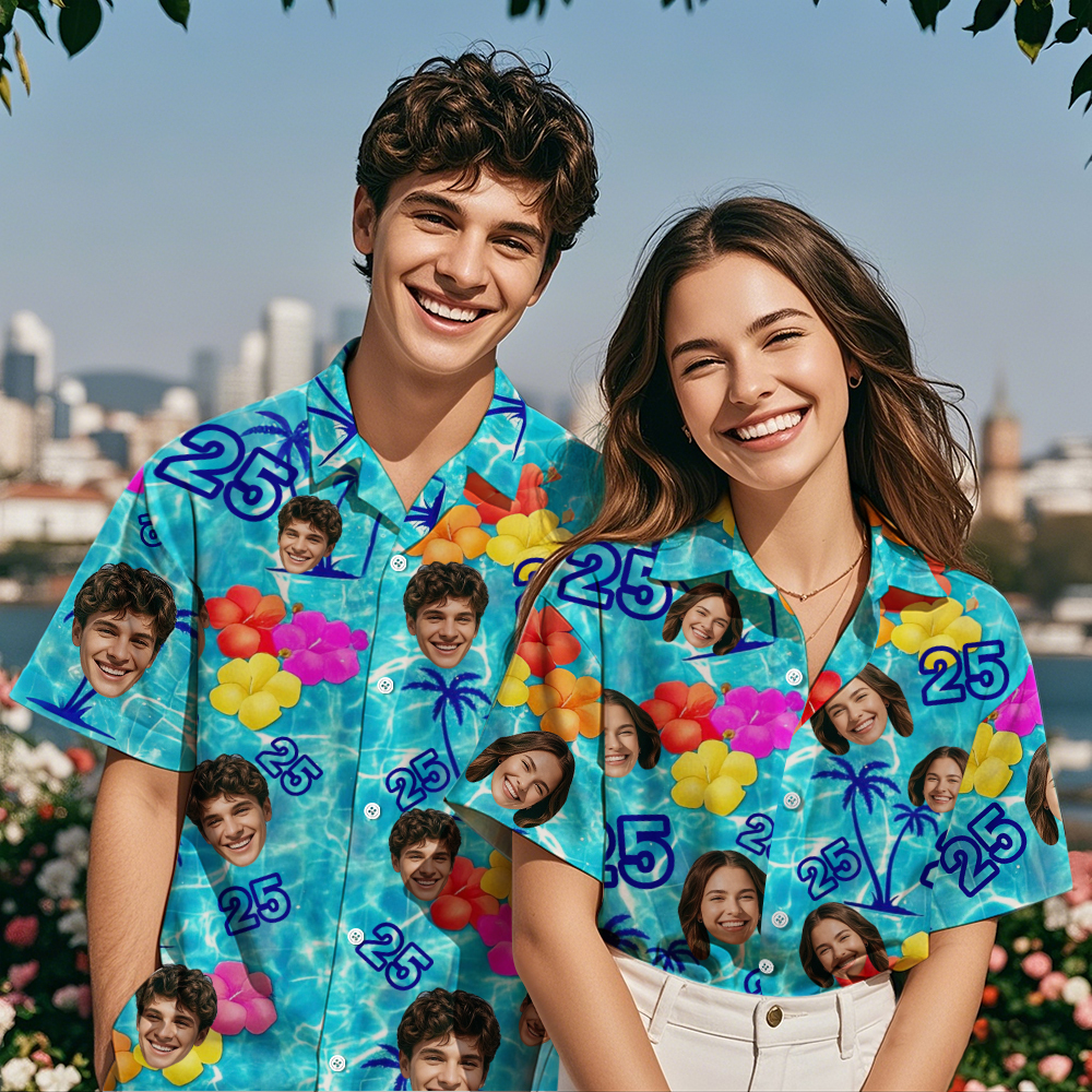 Custom Birthday Hawaiian Shirt Photo And Age Hawaiian Shirt Gift Funny Party Shirts - MyFaceSocksAU