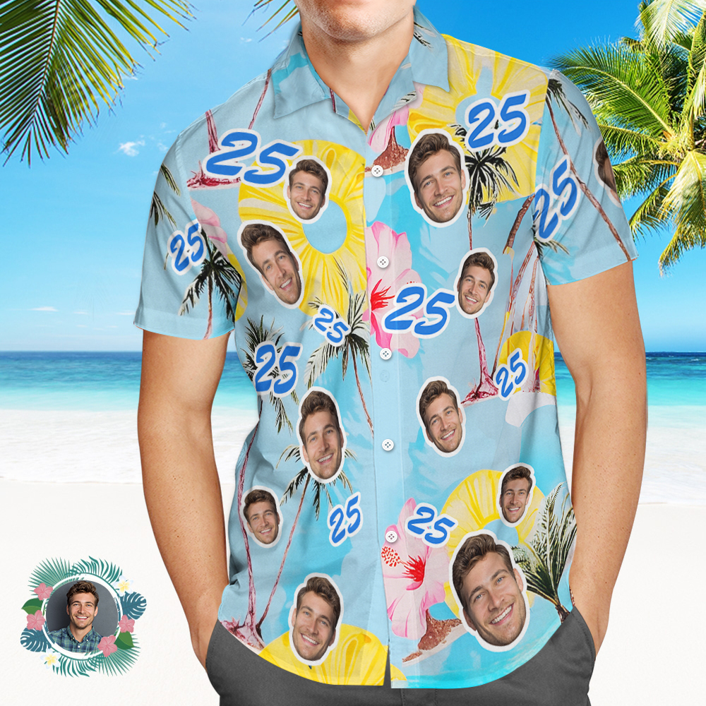 Custom Hawaiian Shirt Birthday Gifts Photo & Age Hawaiian Shirt Gift Funny Party Shirts - MyFaceSocksAU