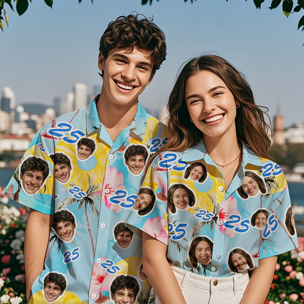 Custom Hawaiian Shirt Birthday Gifts Photo & Age Hawaiian Shirt Gift Funny Party Shirts - MyFaceSocksAU