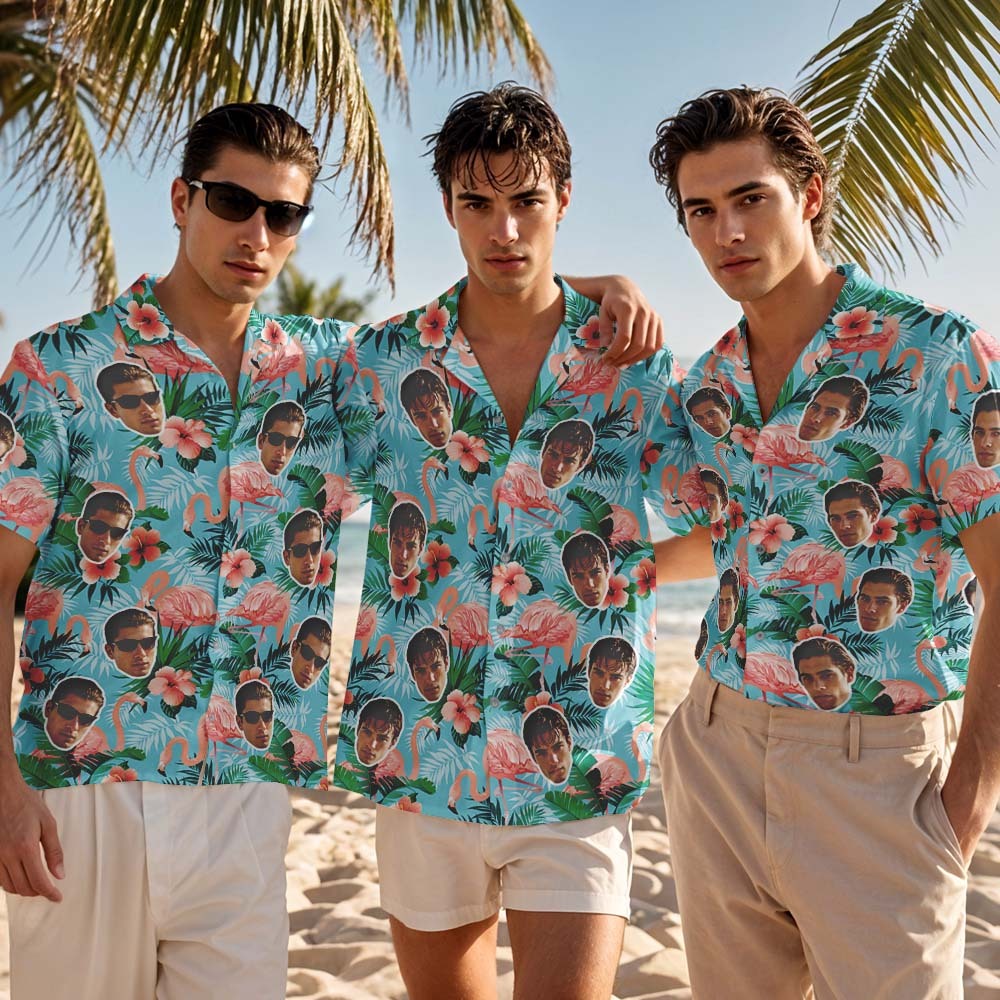 Custom Hawaiian Shirt Flamingo Photo Hawaiian Shirt Funny Vacation Party Shirts - MyFaceSocksAU