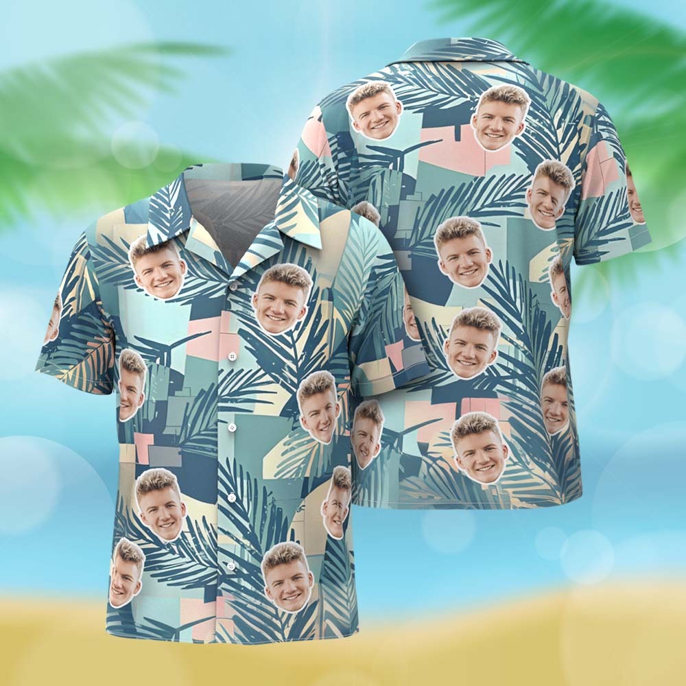 Custom Hawaiian Shirts Personalized Tropical Blue Cute Little Dinosaur Hawaiian Shirts Beach Vacation Gifts - MyFaceSocksAU