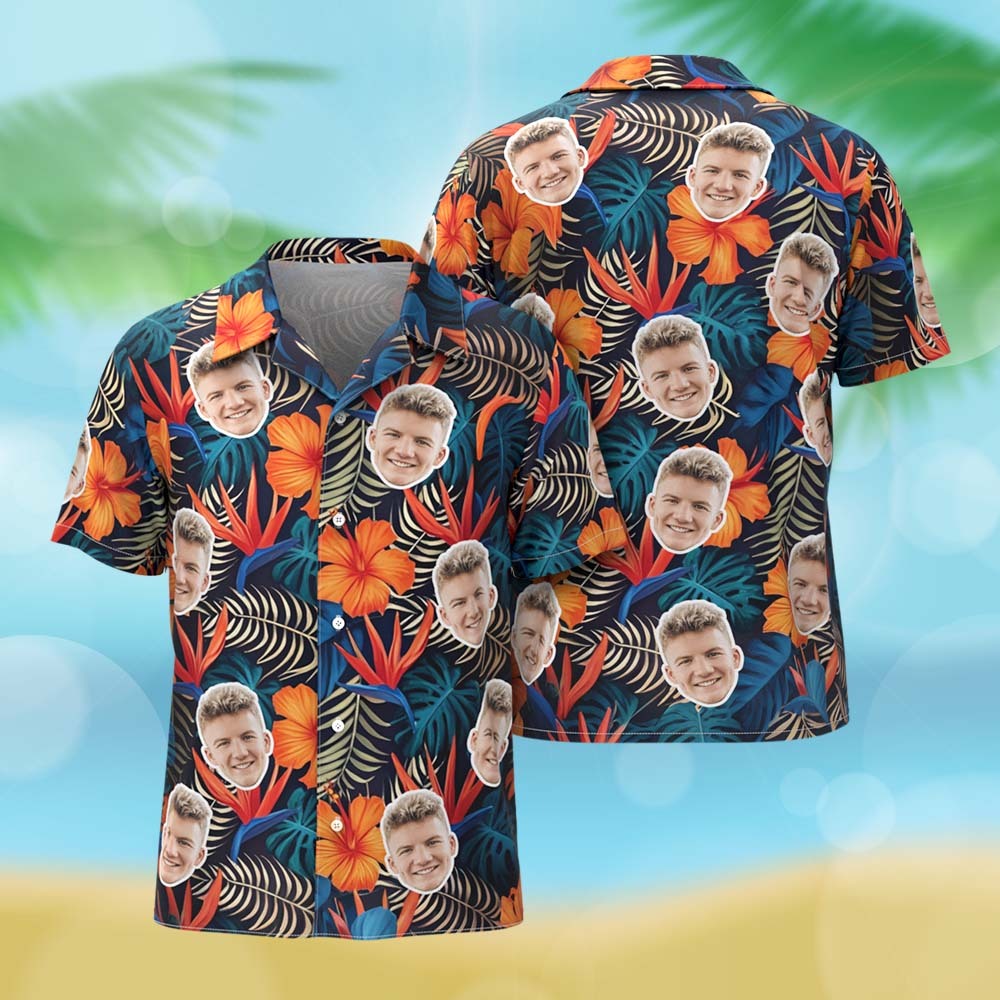 Custom Hawaiian Shirts Personalized Tropical Blue Hibiscus Breeze Hawaiian Shirt Summer Gifts - MyFaceSocksAU