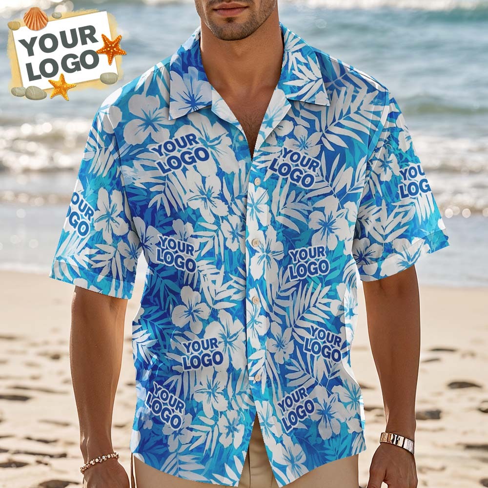 Custom Hawaiian Shirts Personalized Tropical Blue Cute Little Dinosaur Hawaiian Shirts Beach Vacation Gifts - MyFaceSocksAU