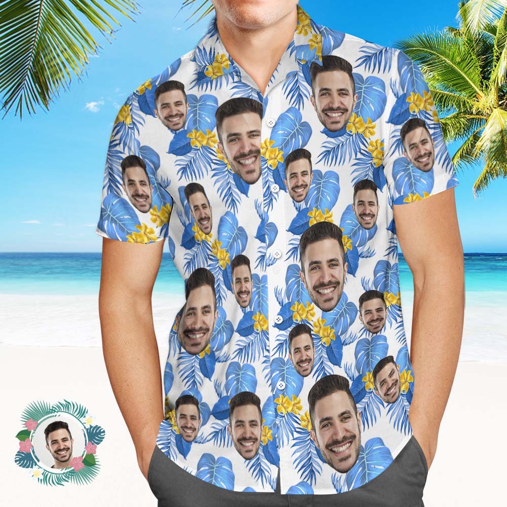 Personalized Face Hawaiian Shirt Whiskey Skull Hawaiian Shirt Father's Day Creative Gift - MyFaceSocksAU