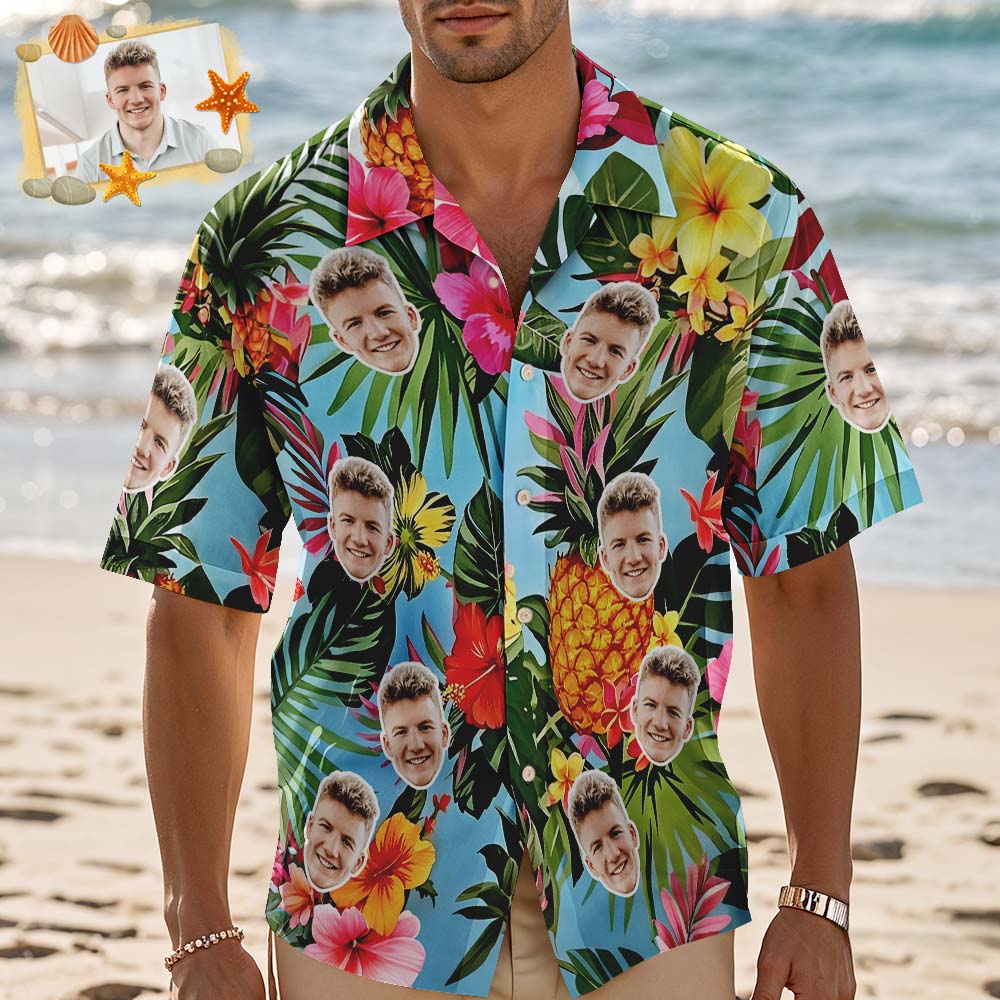 Custom Hawaiian Shirt Colorful leaves Personalized Photo Hawaiian Shirt Funny Vacation Party Shirts