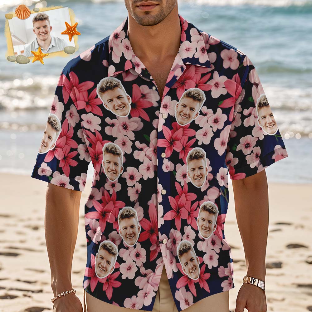 Custom Hawaiian Shirt Colorful leaves Personalized Photo Hawaiian Shirt Funny Vacation Party Shirts