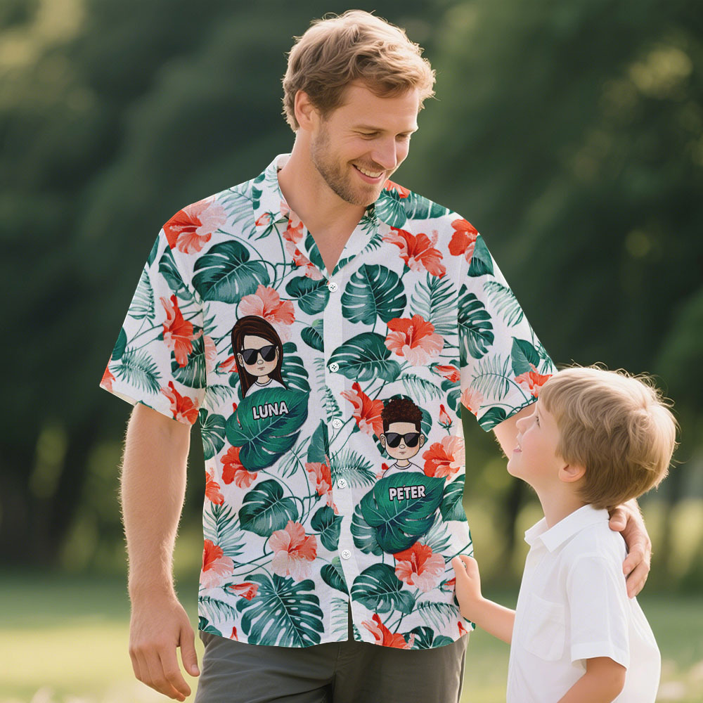 Custom Cartoon Hawaiian Shirt Best Dad Papa Ever Birthday Loving Gift For Father Grandpa Grandfather Custom Name Fathers Day Shirt Gift - MyFaceSocksAU
