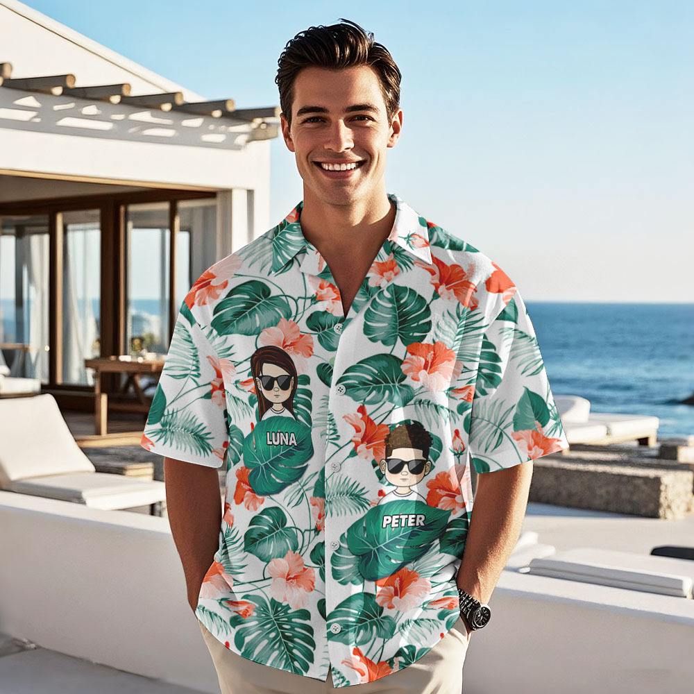 Custom Cartoon Hawaiian Shirt Best Dad Papa Ever Birthday Loving Gift For Father Grandpa Grandfather Custom Name Fathers Day Shirt Gift - MyFaceSocksAU