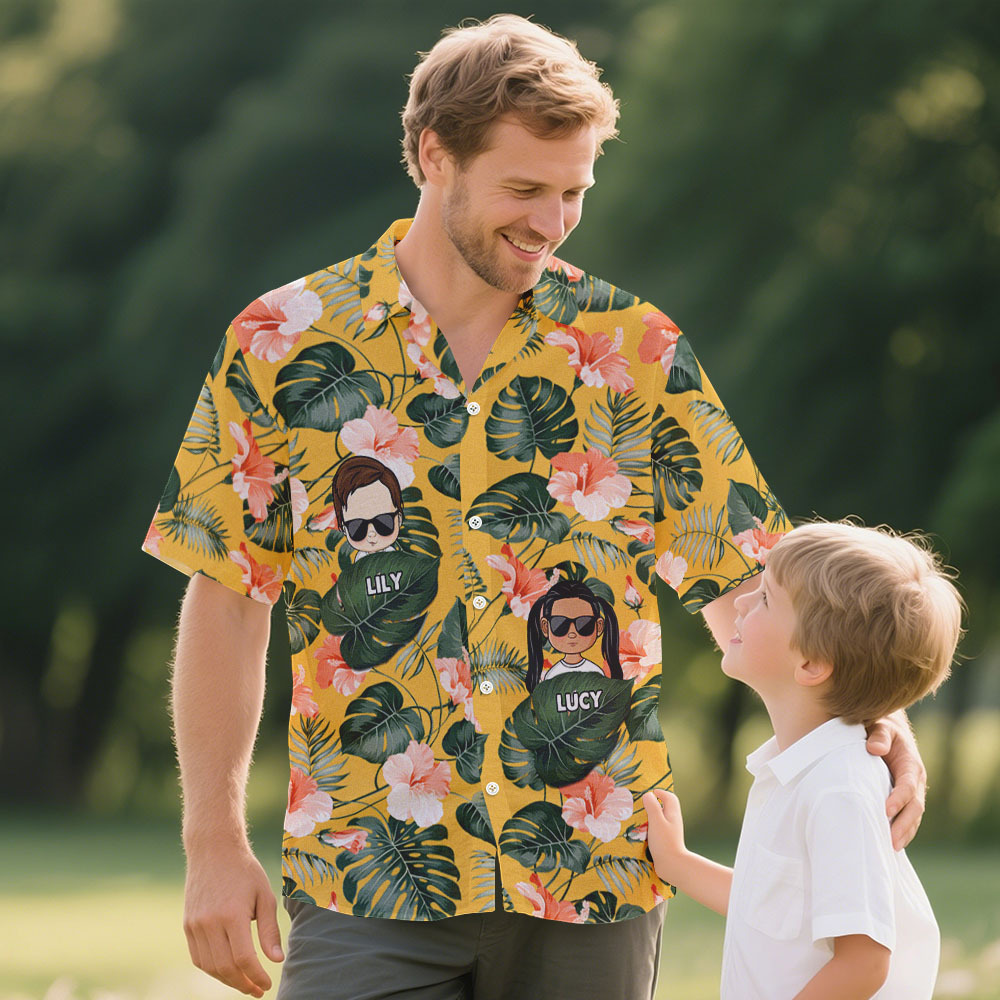 Custom Cartoon Hawaiian Shirt Best Dad Papa Ever Birthday Loving Gift For Father Grandpa Grandfather Custom Name Fathers Day Shirt Gift - MyFaceSocksAU