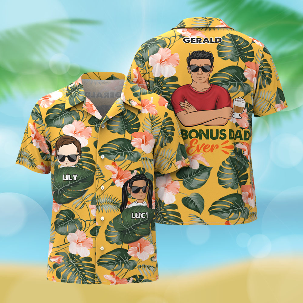 Custom Cartoon Hawaiian Shirt Best Dad Papa Ever Birthday Loving Gift For Father Grandpa Grandfather Custom Name Fathers Day Shirt Gift - MyFaceSocksAU
