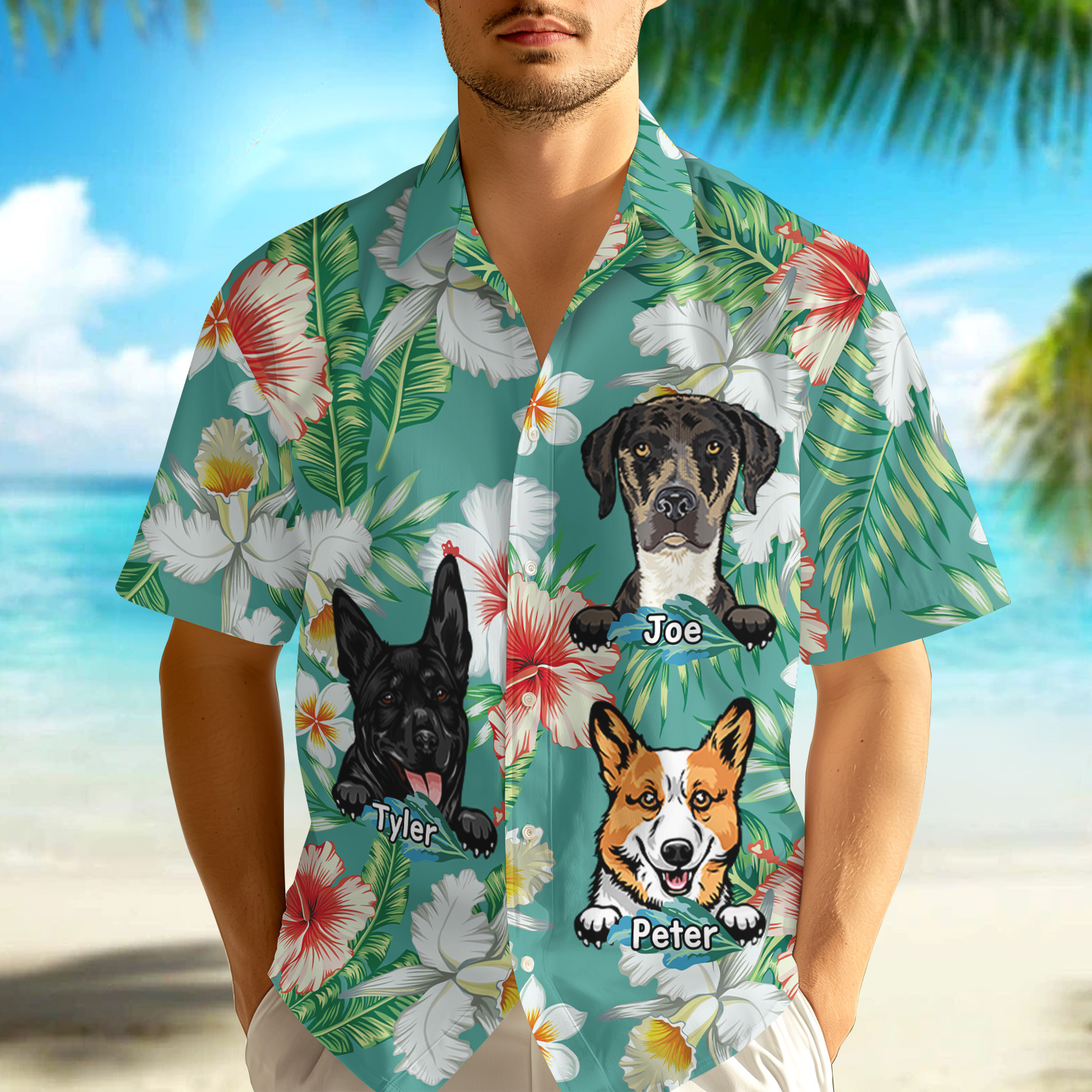 Custom Hawaiian Shirts Best Dog Dad Ever Tropical Beach Vibe Birthday Summer Gift Personalized Pet Lovers Hawaiian Shirts  Vacation Gifts