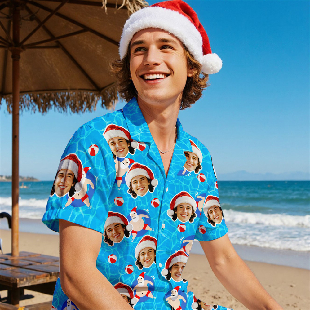 Custom Face Hawaiian Shirts Personalized Beach Holiday Christmas Face Hawaiian Shirt