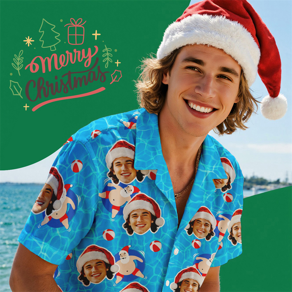Custom Face Hawaiian Shirts Personalized Beach Holiday Christmas Face Hawaiian Shirt