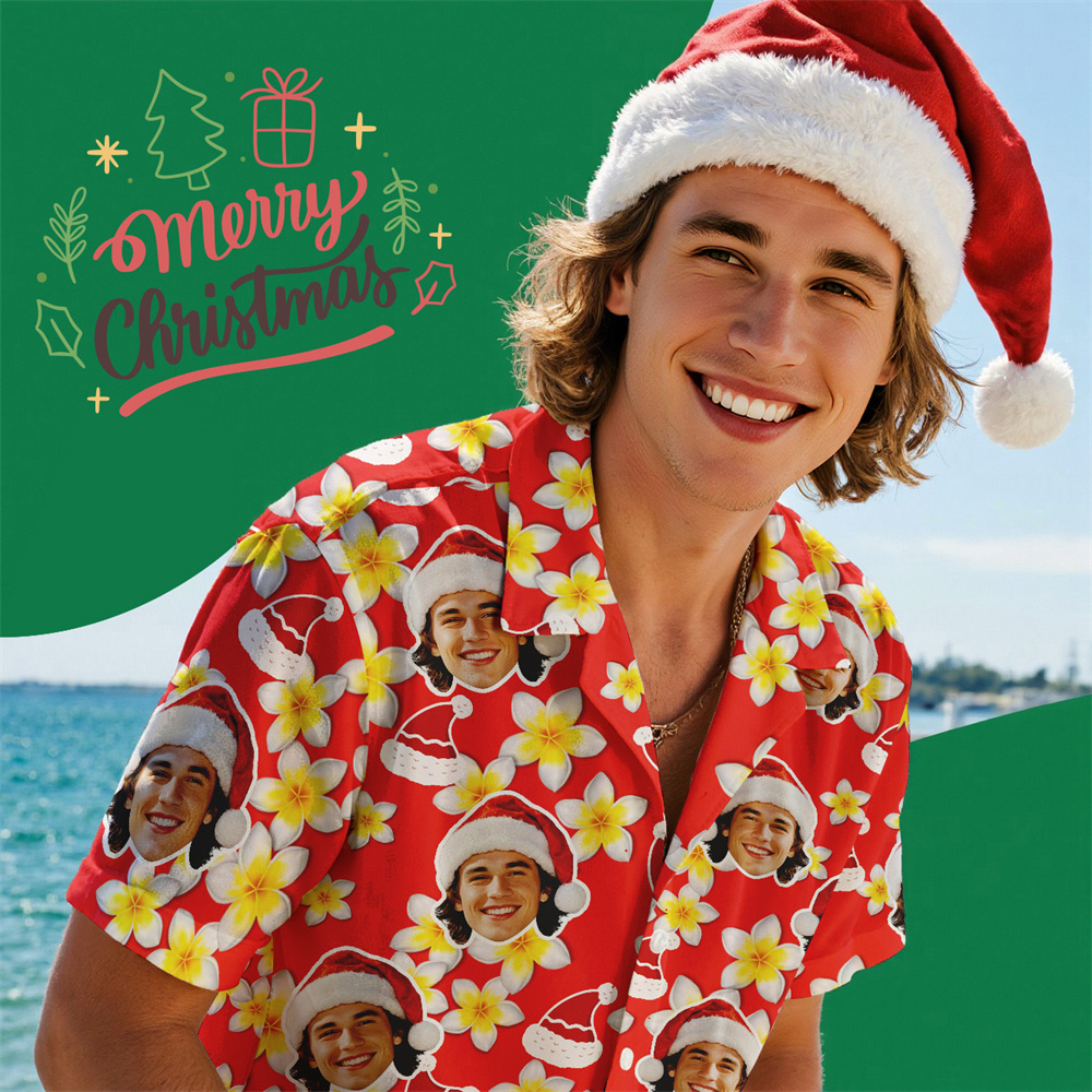 Custom Face Hawaiian Shirts Personalized Beach Holiday Christmas Face Hawaiian Shirt