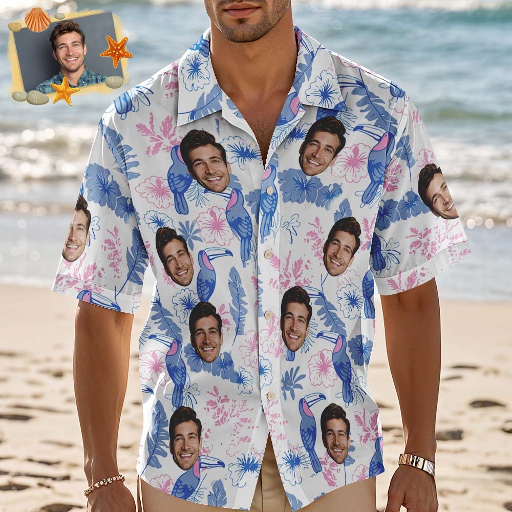 Custom Hawaiian Shirts Personalized Tropical Blue Hibiscus Breeze Hawaiian Shirt Summer Gifts - MyFaceSocksAU