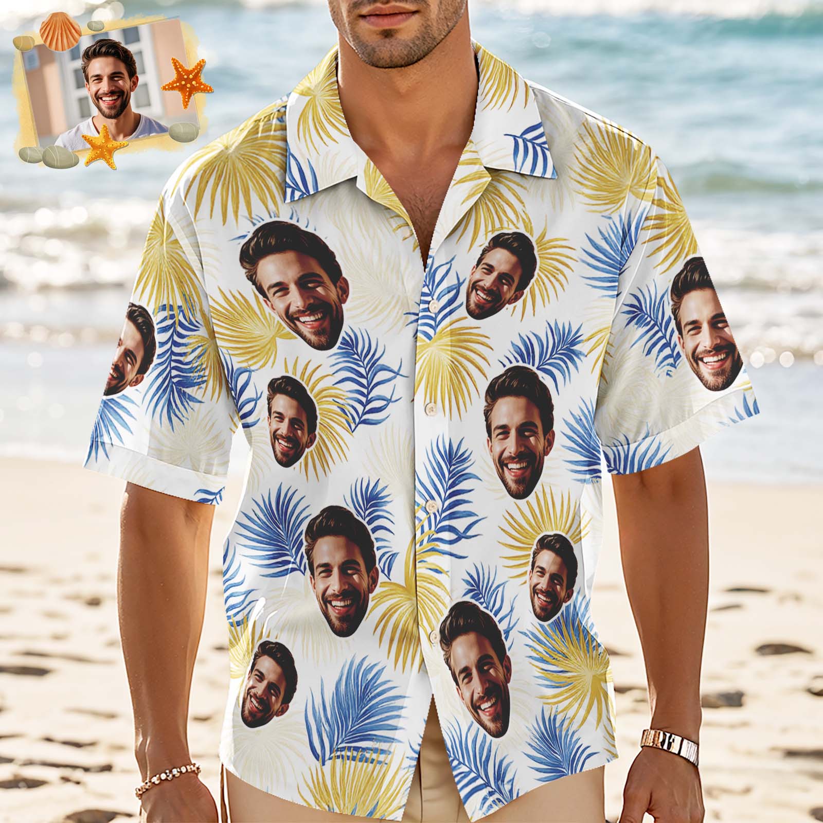 Custom Men Hawaiian Shirts Face Mens Aloha Shirt Sewing Pattern Hawaiian Shirt Gift for Summer Vibe Holiday