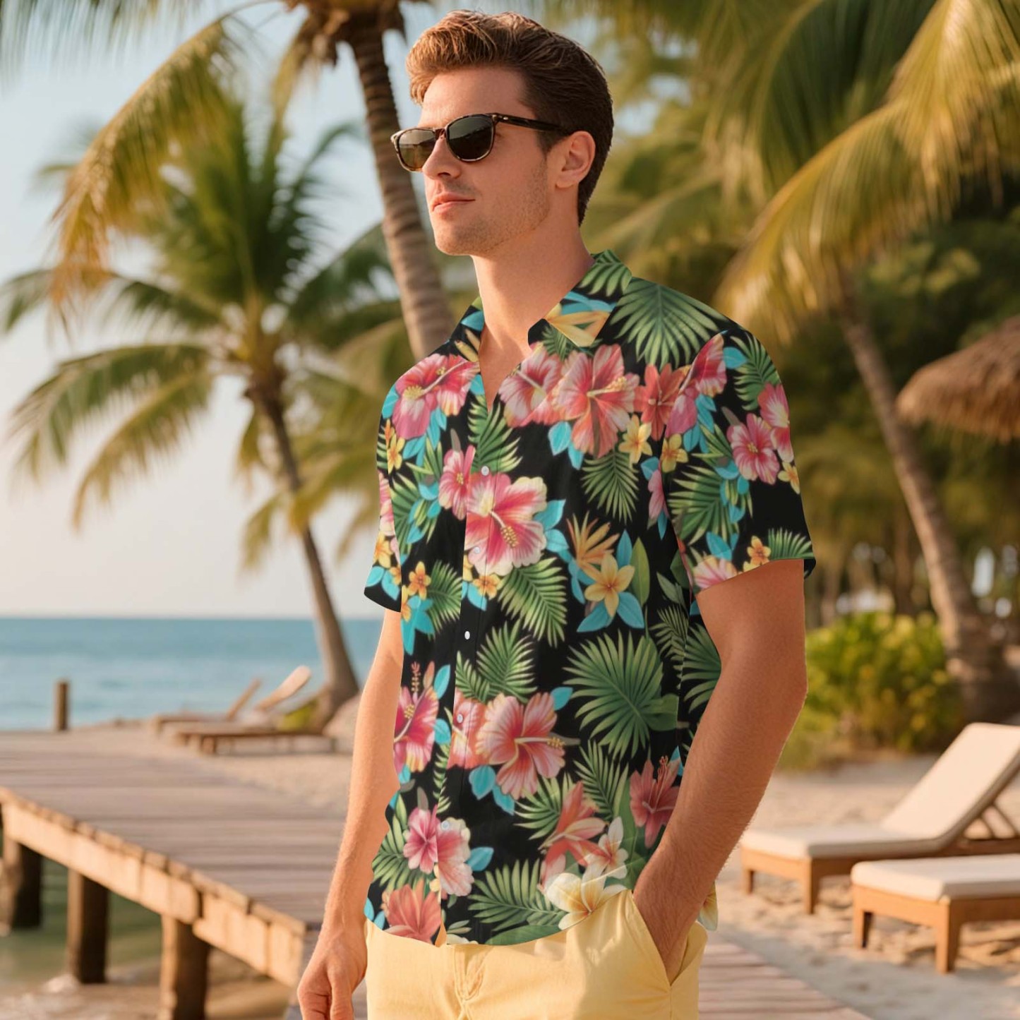 Men Hawaiian Shirts Aloha Lush Tropical Flower Hawaiian Shirt Gift for Summer Vibe Holiday - MyFaceSocksAU