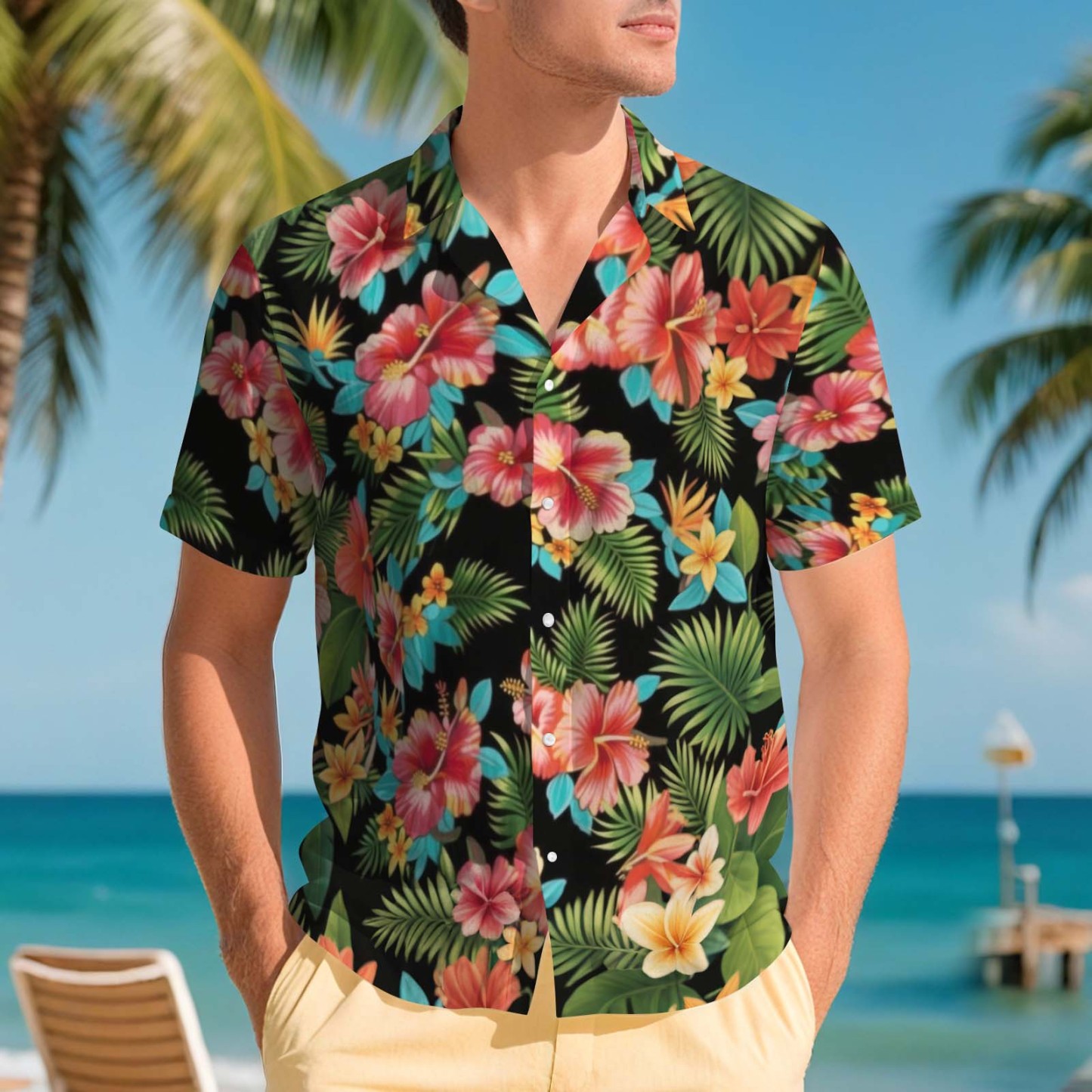 Men Hawaiian Shirts Aloha Lush Tropical Flower Hawaiian Shirt Gift for Summer Vibe Holiday - MyFaceSocksAU