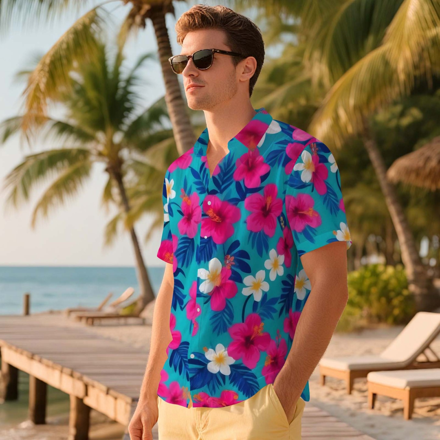 Men Hawaiian Shirts Aloha Lush Tropical Flower Hawaiian Shirt Gift for Summer Vibe Holiday - MyFaceSocksAU