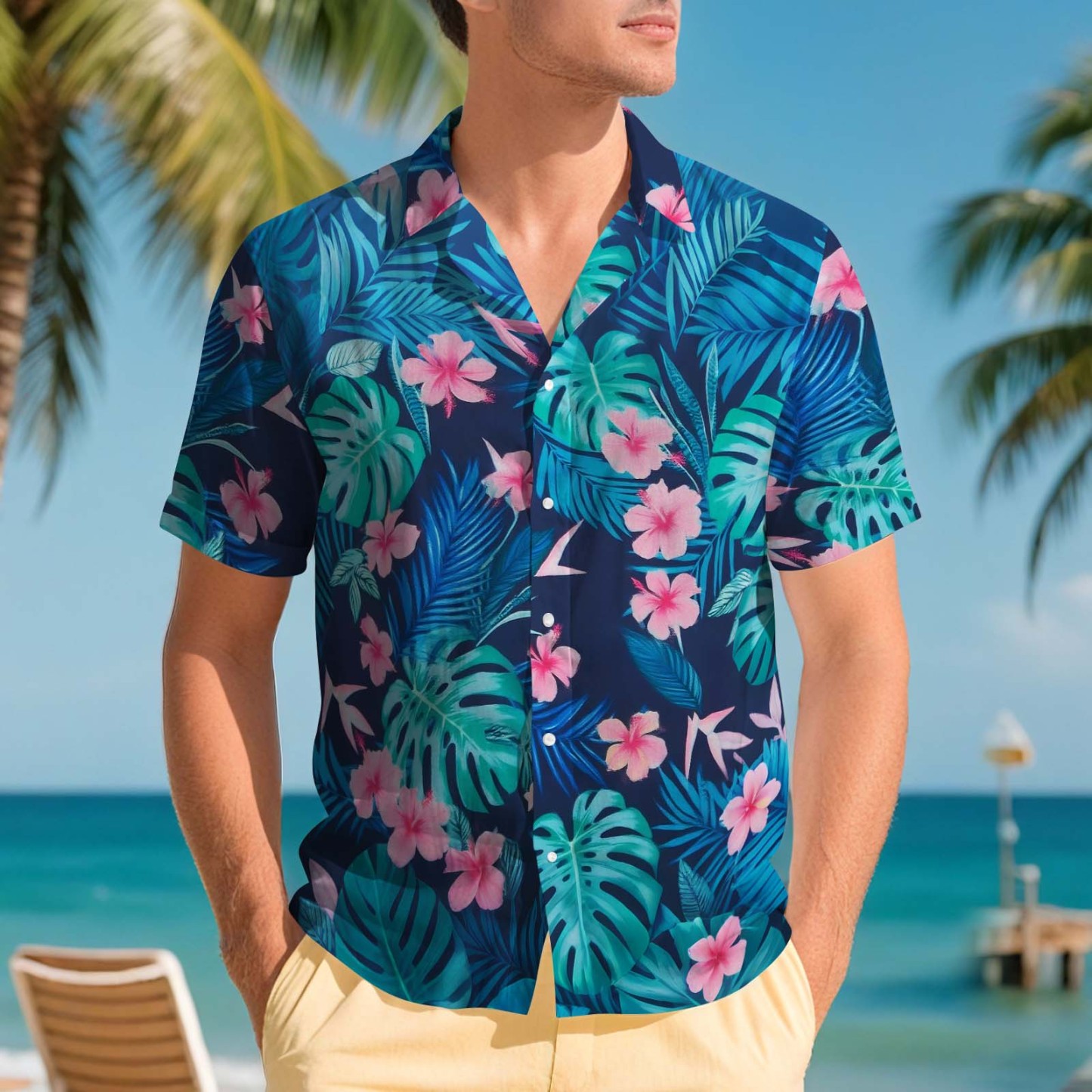Men Hawaiian Shirts Aloha Lush Tropical Flower Hawaiian Shirt Gift for Summer Vibe Holiday - MyFaceSocksAU