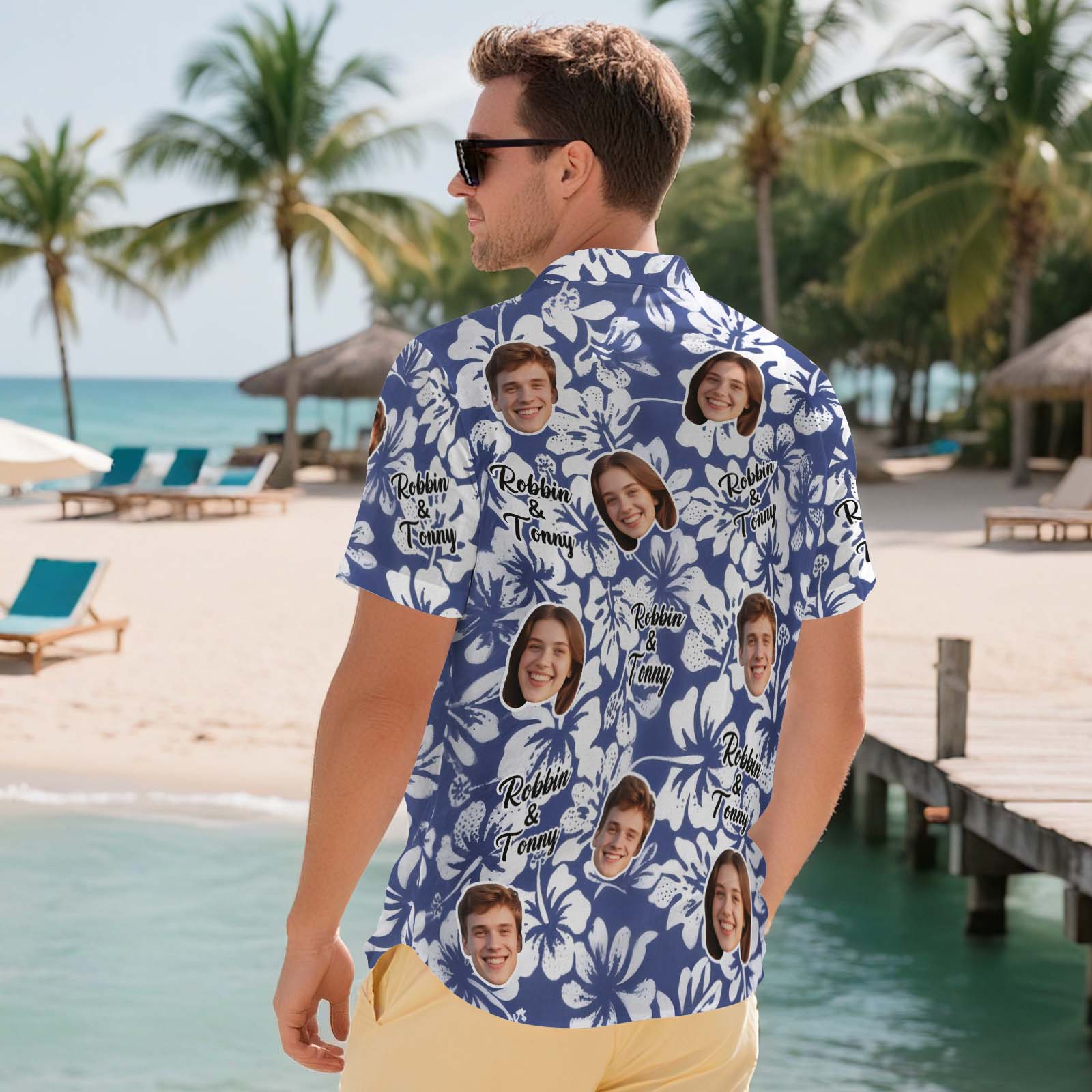 Custom Men Hawaiian Shirts Face Shirt Aloha Lush Tropical Foliage Hawaiian Shirt Gift for Summer Vibe Holiday