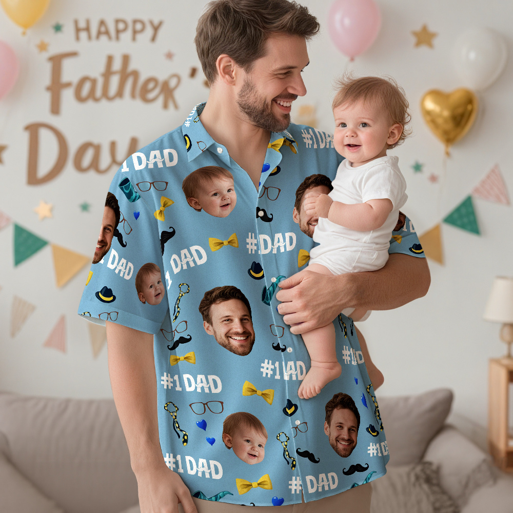 Custom Photo We Love You Dad Hawaiian Shirt Fathers Day Gift - MyFaceSocksAU