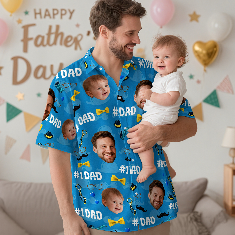 Custom Photo We Love You Dad Hawaiian Shirt Fathers Day Gift - MyFaceSocksAU