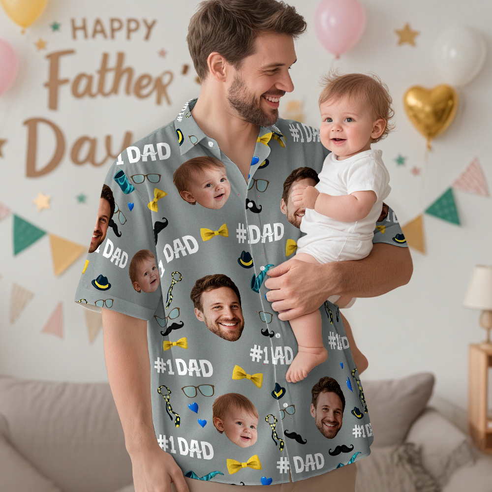Custom Photo We Love You Dad Hawaiian Shirt Fathers Day Gift - MyFaceSocksAU
