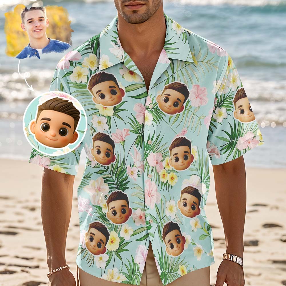 Custom Face Hawaiian Shirt Beer Cartoon Hawaiian Shirt Tropical Style Shirt - MyFaceSocksAU