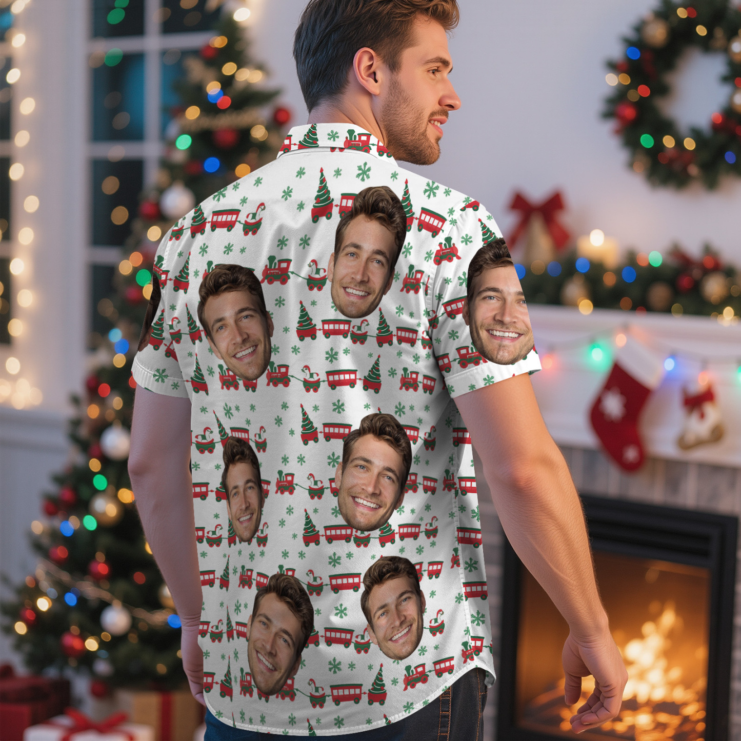 Custom Face Christmas Box Present Hawaiian Shirt Personalized Men Hawaiian Shirt With Face Photo Hawaiian Shirt Christmas Gift - MyFaceSocksAU